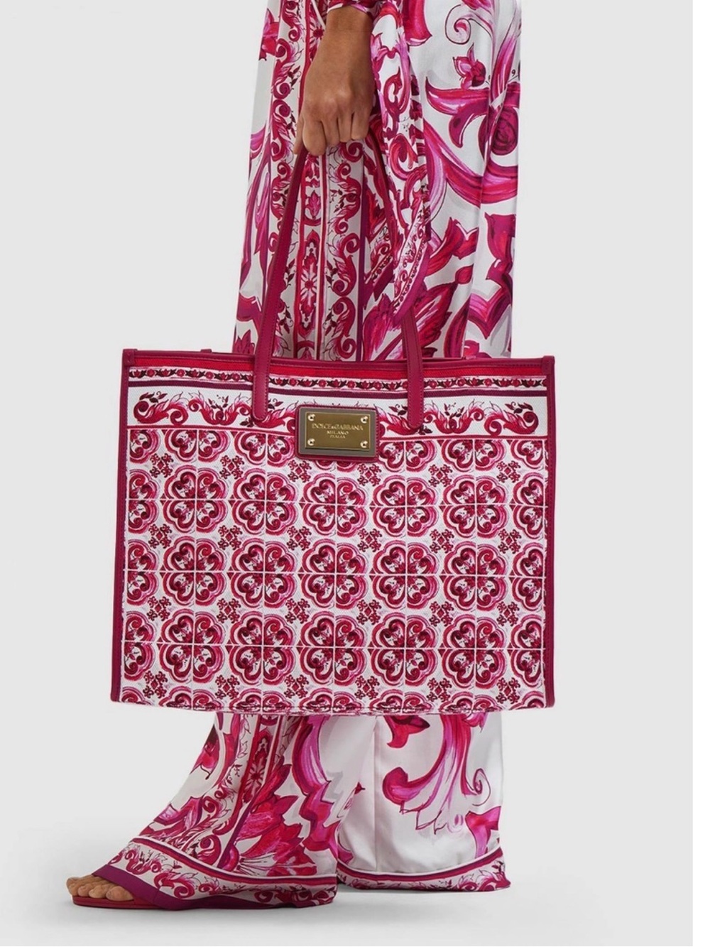 Dolce & Gabanna Majolica-print canvas tote bag NWT